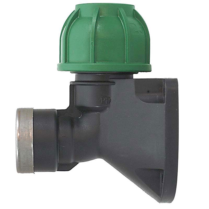 Wall plate elbow for PE pipes