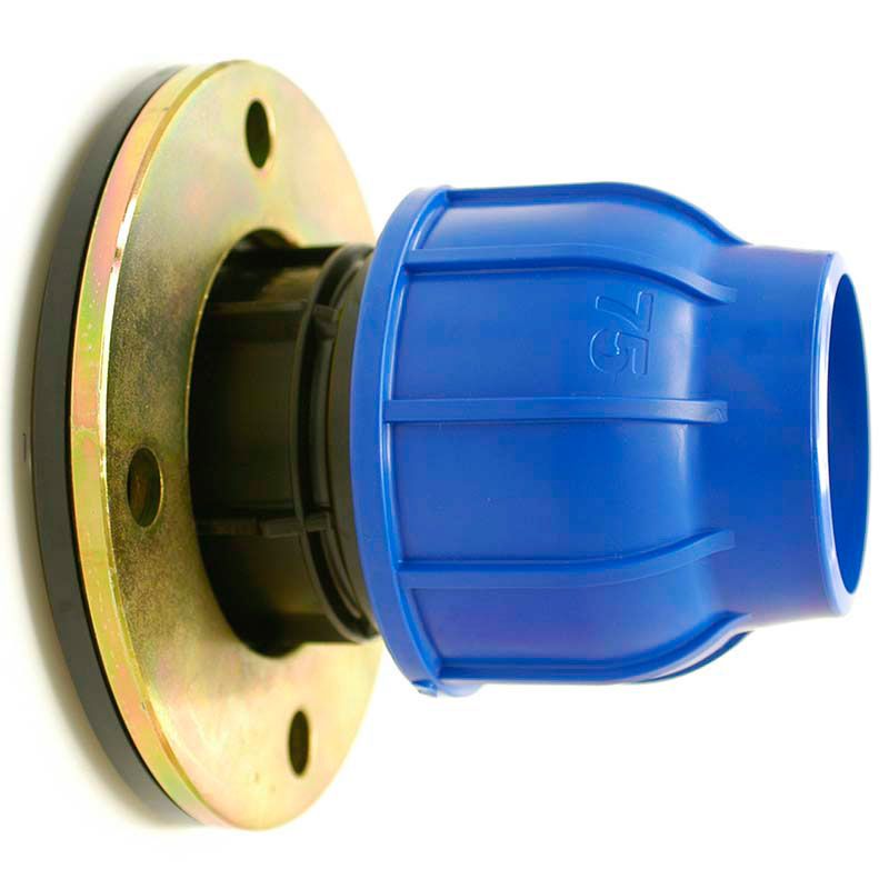 Flanged adaptor for PE pipes