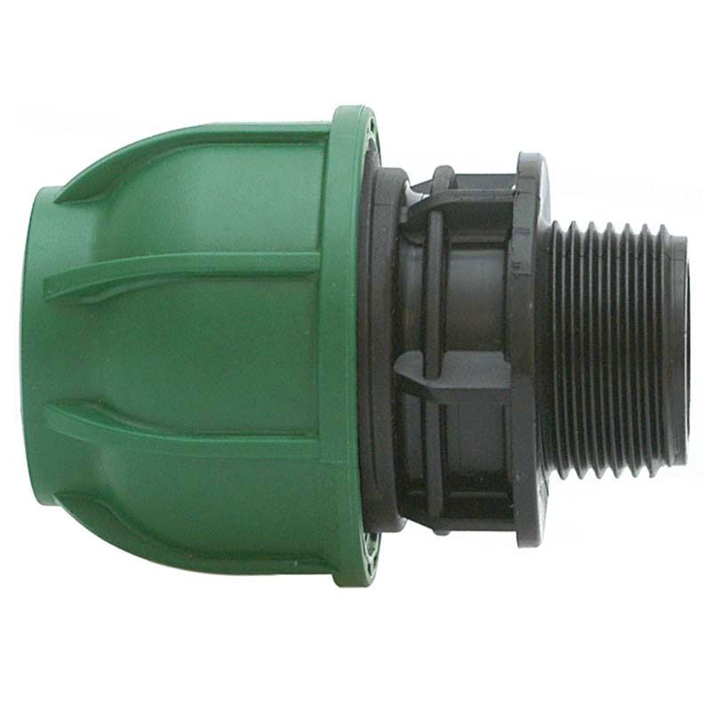 Male adaptor for PE pipes