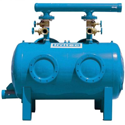 Sand media filter, double chamber DN 100, epoxy polyester painted, gate valves